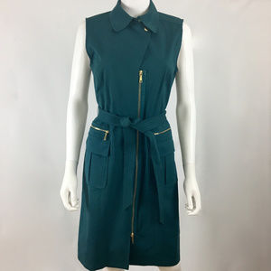 Lafayette 148 sz 8 Leather-Trim Shirt Trench Dress